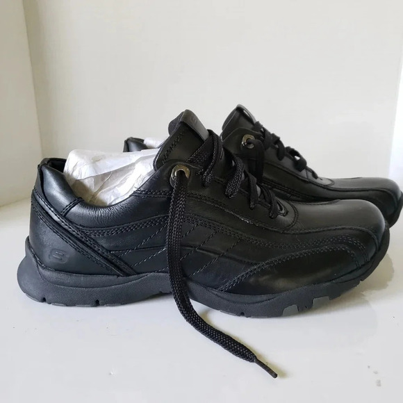 Skechers Relaxed Step Mens Black Leather Lace-up Shoes,9.5  US. - Picture 1 of 9